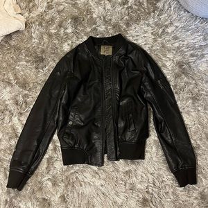 Faux Leather Bomber Jacket